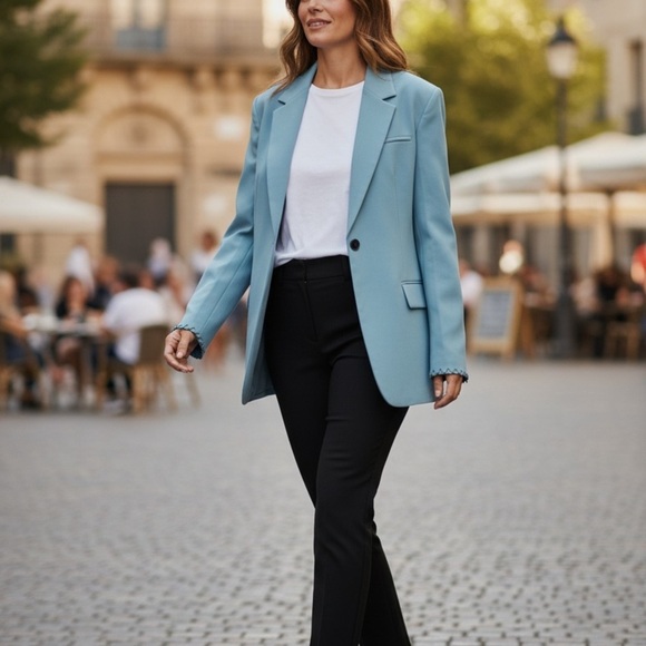 Bottega Veneta Women’s Stretch Nylon Canvas Blazer Jacket Storm Blue SZ 34 NWT - Picture 4 of 4